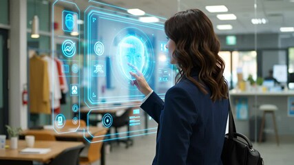 Facial Recognition on Airport Security Screen - Powered by Adobe