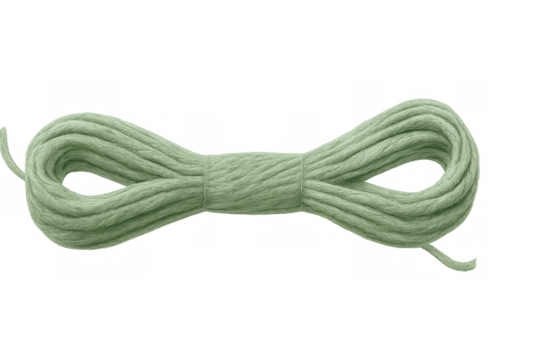 Light green embroidery floss or yarn isolated on transparent background, perfect for creative projects