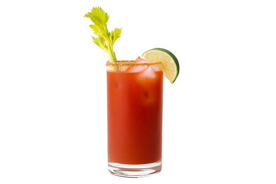 Bloody Caesar Cocktail on White Studio Background
