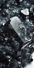 Close-up of a natural mineral specimen from a geological collection, featuring iron ore isolated on a white background