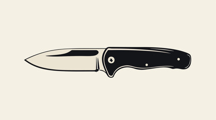 Minimalist Pocket Knife Black and White Flat Vector Icon