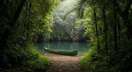 Canoe on a Tropical Lake