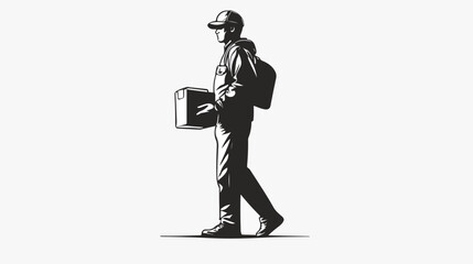 Obraz premium Professional Postal Worker Black and White Flat Vector Icon