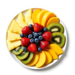Colorful Fruit Platter with Pineapple, Kiwi, Strawberries, Blueberries and Nectarines