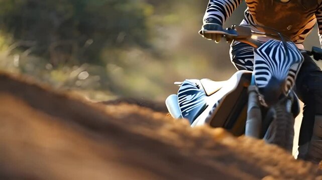 Child riding a dirt bike through a forest trail in action packed outdoor adventure