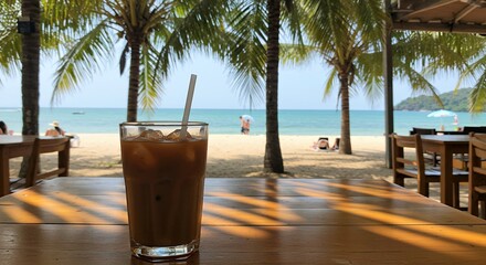 Iced Coffee on Beach
