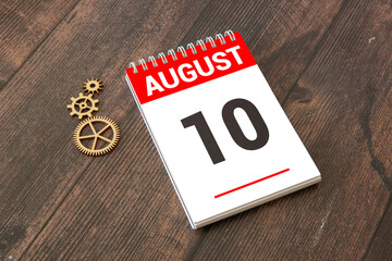 Wooden block calendar with the date August 10