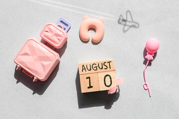 Wooden block calendar with the date August 10
