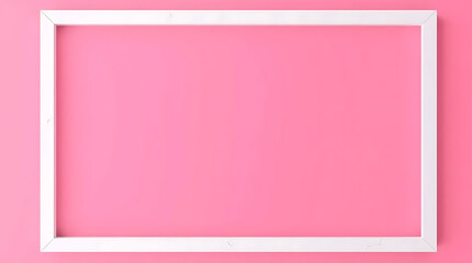 A white rectangular frame is placed against a vibrant pink background, creating a clean and modern aesthetic