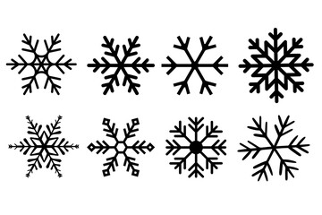 Obraz premium set of black vector snowflakes