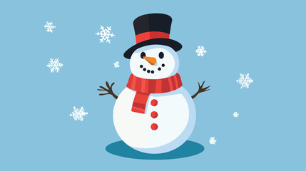 Snowman Flat Style Vector Illustration for Winter Season Designs