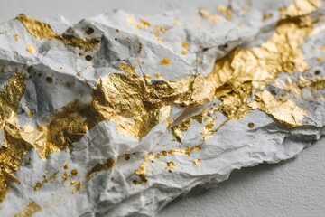Obraz premium Luminous Gold Foil Fragments On Delicate Paper