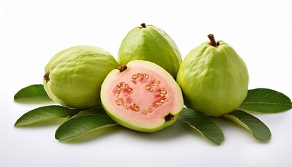 fresh guava fruit still life isolated on white background