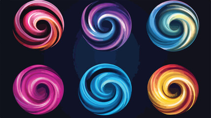 Colorful Swirling Vector Spiral Effect Set for Designers