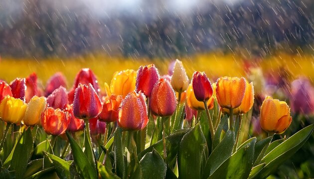tulips wet after rain april showers bring may flowers 93206