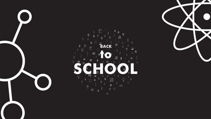 Minimalist Back to School Education Banner with Science and Learning Icons Illustration