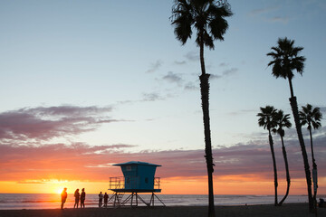 Beach Lifeguard Tower at Sunset