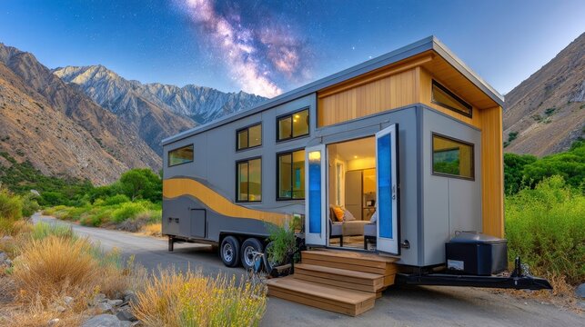 Modern Tiny Home Living Under the Milky Way. Sustainable Lifestyle, Outdoor Adventure.