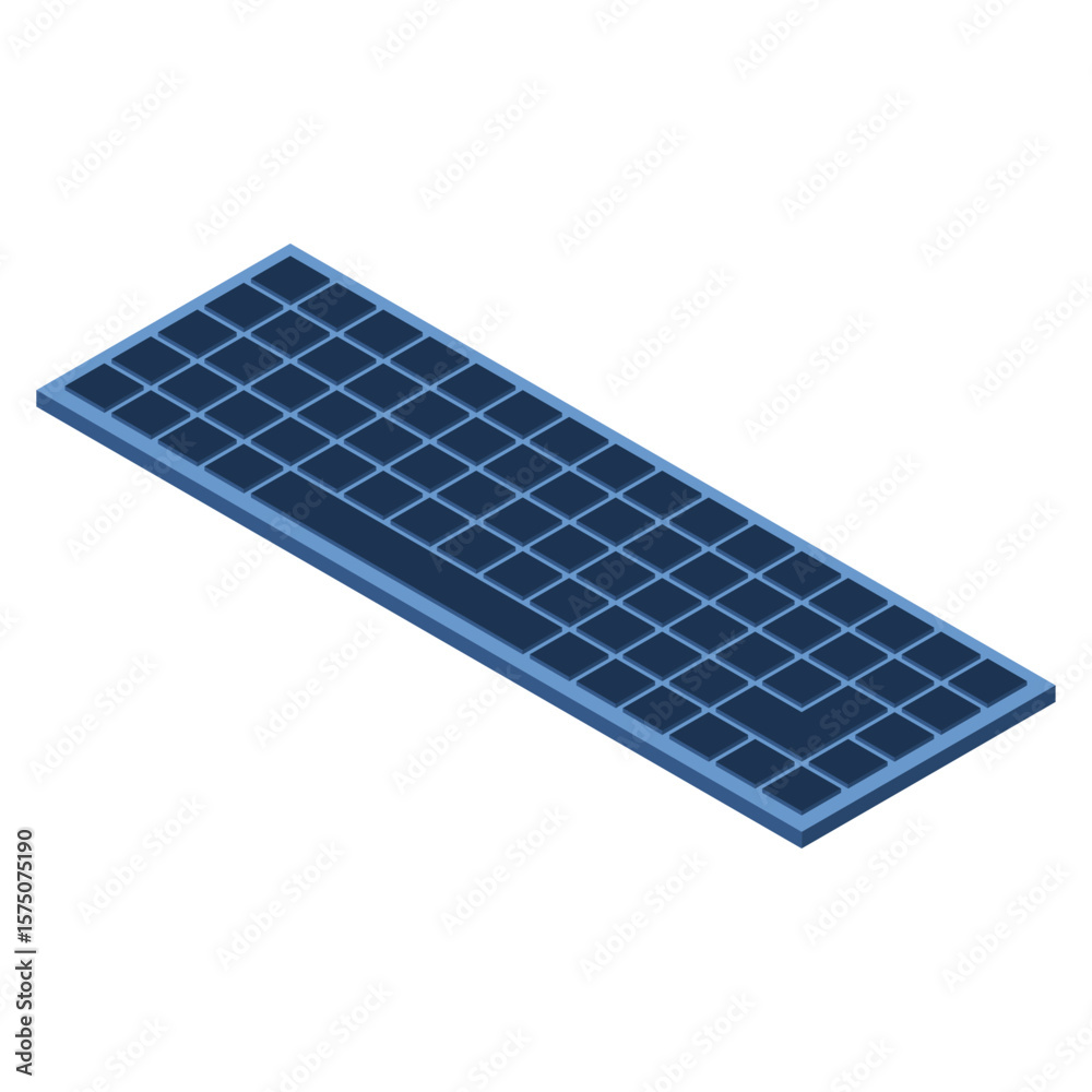 Poster Isometric computer keyboard. Modern computer keyboard. Computer hardware components. Isometric technology. Vector illustration