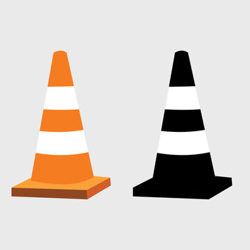 Traffic cone icon set collection in flat style. vector illustration