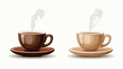 Obraz premium Elegant Coffee Cup with Smoke Vector Design - Isolated Illustration