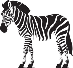 Striking Zebra Illustration Black and White Stripes with Color Accent Possibilities