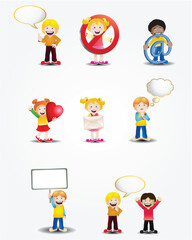 illustration of a multicultural children do activity on isolated white background