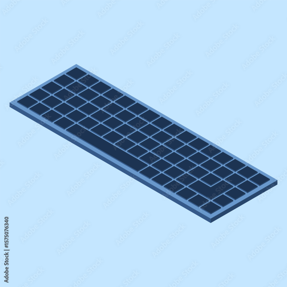 Poster Isometric computer keyboard. Modern computer keyboard. Computer hardware components. Isometric technology. Vector illustration