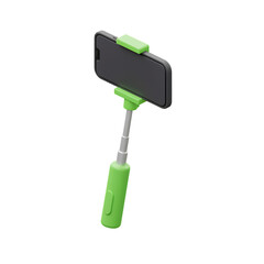 Isometric selfie stick with smartphone attached