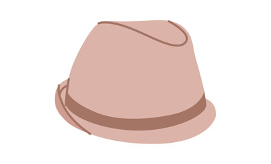 Trilby Hat with band. Head Fashion accessory cap with narrow brim clothing technical illustration. Vector headgear for Men, women, unisex style, flat template CAD mockup sketch outline isolated