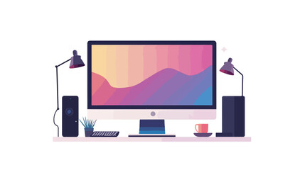 Sleek LED Monitor Flat Vector Illustration Isolated