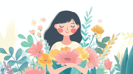 Happy Mother's Day Card Flat Vector Illustration