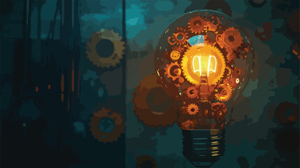 Dynamic Light Bulb with Gears 3D Animation in HD 1080