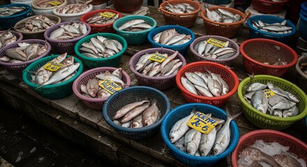 Fish Displayed in Baskets