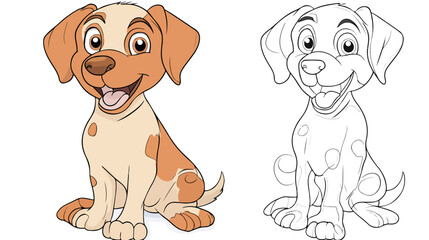 Cute Little Hound Cartoon Character Coloring Page for Kids