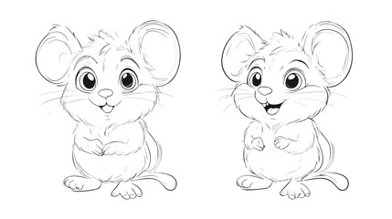 Cute Little Mouse Cartoon Character Coloring Page for Kids
