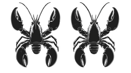 Lobster Black and White Flat Vector Icon Design