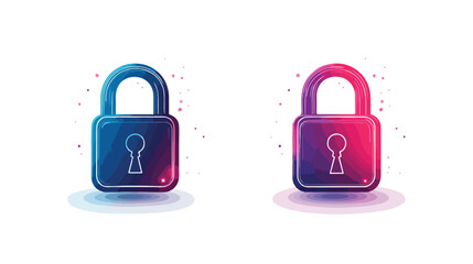 Modern Lock and Unlock Symbol Glyph Design on White Background
