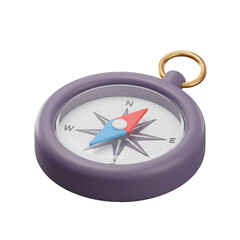 Isometric purple compass with golden ring