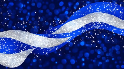 Sparkling Silver Blue Glitter Waves Festive Background