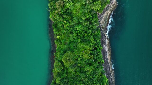Aerial view of tropical islands and ocean, Brazil.