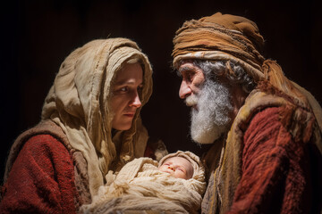 Family Biblical joyfully welcoming newborn child