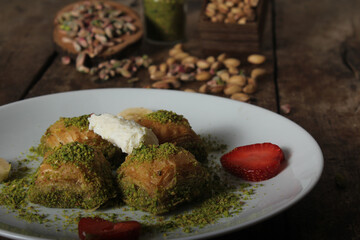 Traditional Turkish Pistachio Baklava &ndash; Layered Filo Pastry with Syrup and Nuts