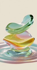 Abstract glass forms balanced on liquid surface