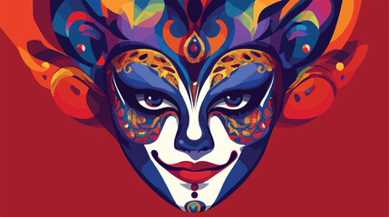Colorful Mardi Gras Harlequin Mask Vector Illustration
