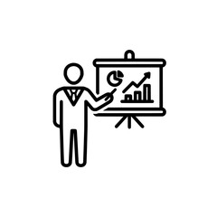 Business professional presenting data on a chart for analysis and insights