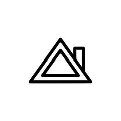 Minimalistic house outline with triangle and chimney