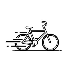 Bicycle in motion with speed lines representing fast travel
