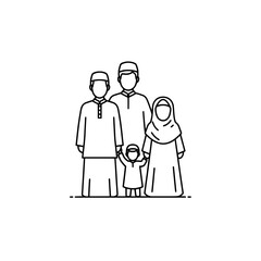 Family in traditional clothing standing together with children