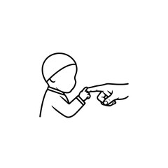 Touching moment between parent and child with hand interaction